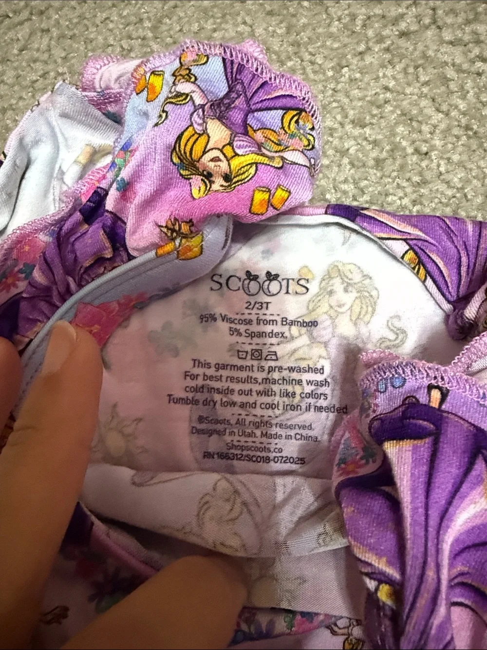 Girls' Purple Princess Bamboo Ruffle Tank Dress with Matching Shorts